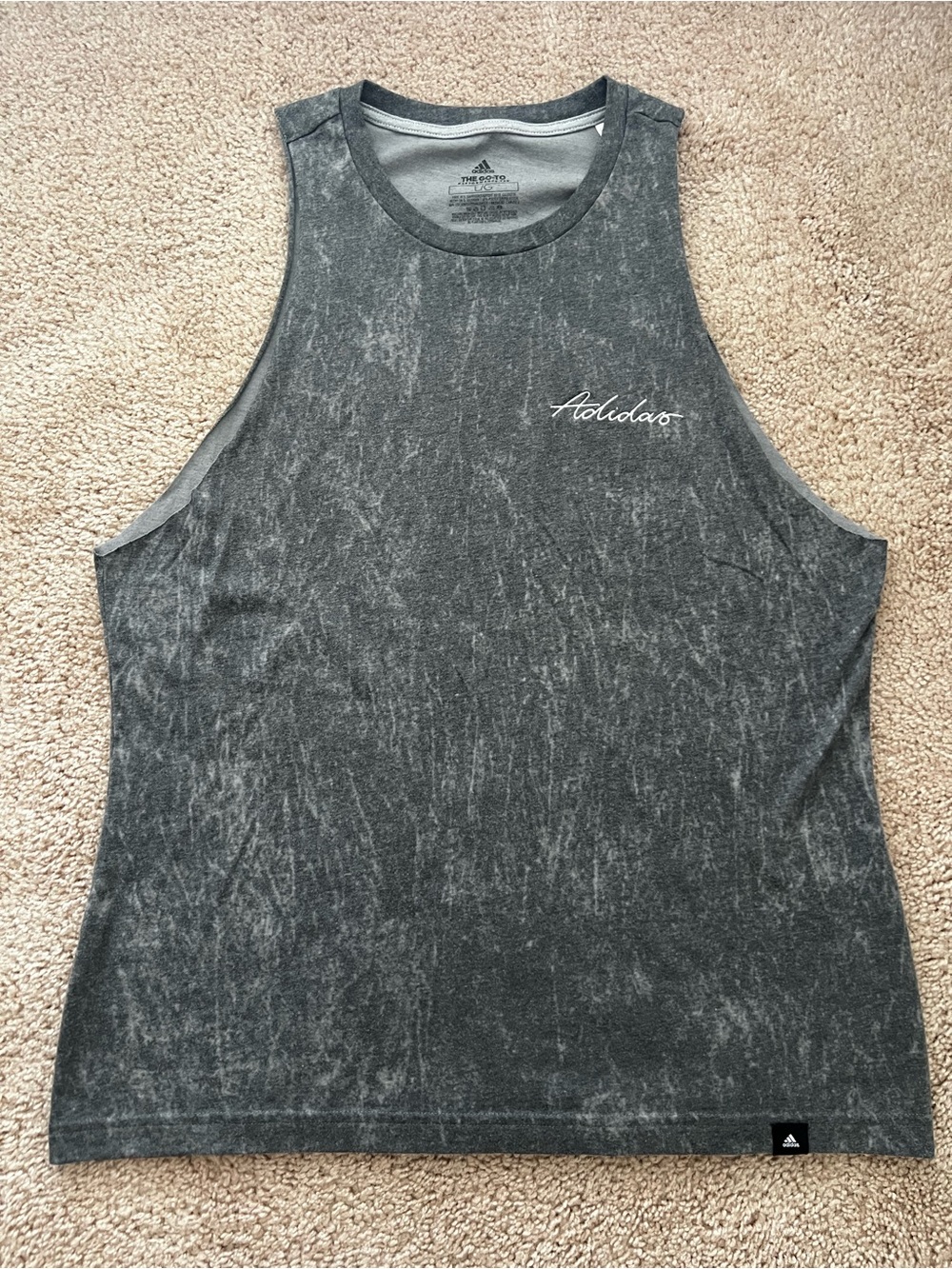 adidas Charcoal Black Mineral-Wash Sleeveless Tank
